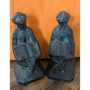 Antique 100 Years‎ Scopes Monkey Trial Forged Bronze Bookends Evolution Creation
